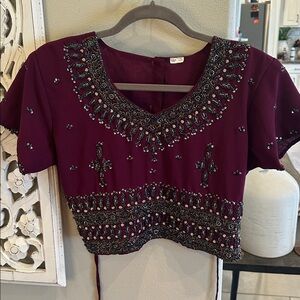 Embellished Women's Crop Top in Deep Purple
